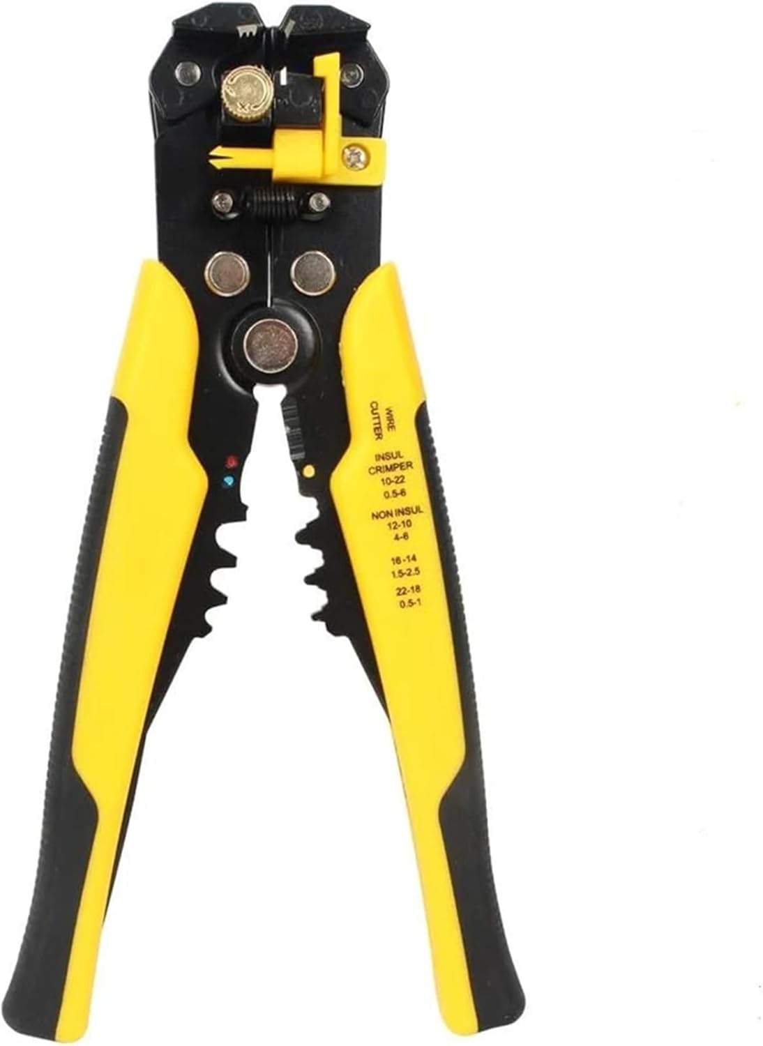 Crimper Cable Cutter Adjustable Automatic Wire Stripper Multifunctional Stripping Cutting Crimping Pliers Terminal Hand Tool(Yellow)