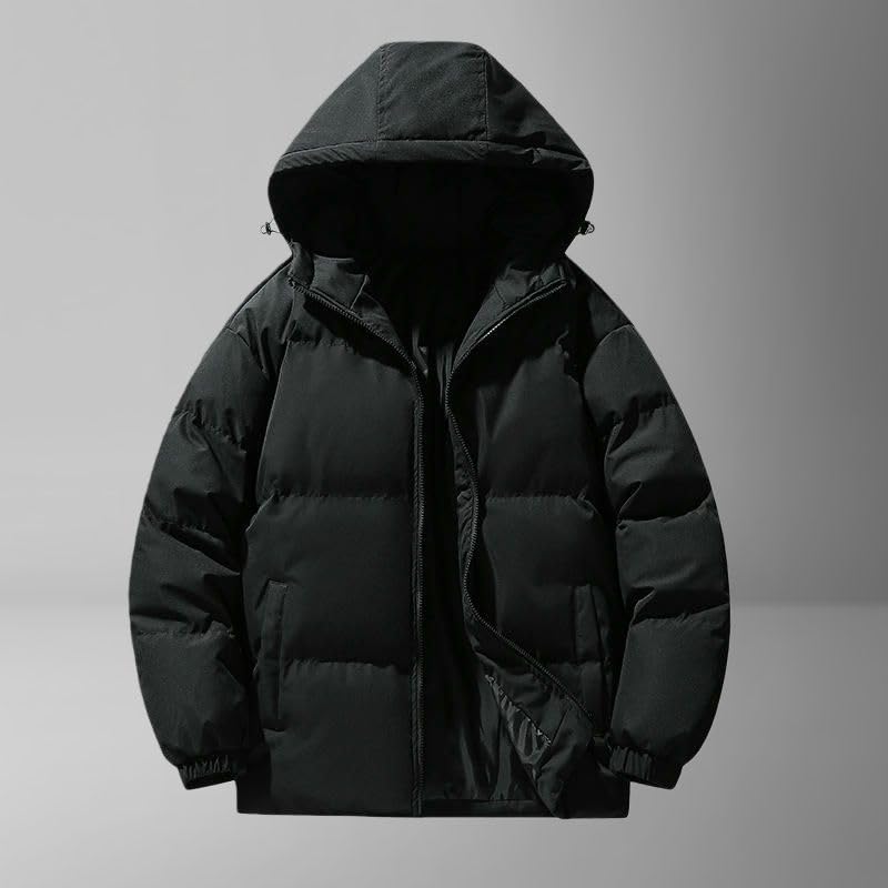 Blouson d'hiver homme chaud à capuche veste matelassée unie - 3