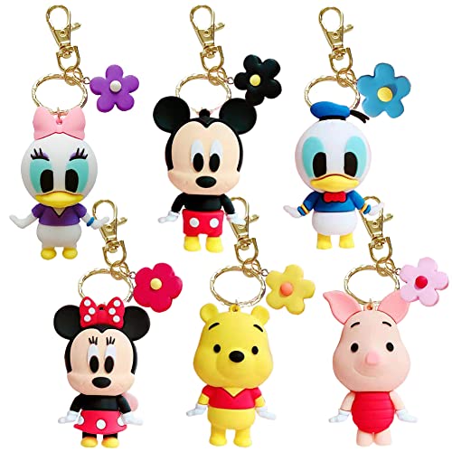 6 pcs Porte Clef Mickey,Cartoon Voiture Porte-clés ,Enfants Clé Pendentif, Mini Figures Porte Cle ,pour clés décoratives, sacs à dos,Cartable Pendentif ,Cadeau D'anniversaire pour Enfants
