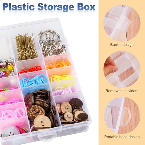 Tikplus 24 Fächer Sortierbox für Kleinteile, 2er-Set Aufbewahrungsbox Klein, Einstellbar Plastik Sortimentsbox Kleinteile Organizer, Transparente Sortierboxen für Schmuck Perlen, Ohrring, Schrauben