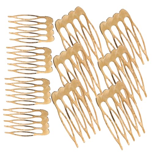 UKCOCO 10 Pièces Peignes Latéraux pour Cheveux: Peigne Fin 5 Dents en Doré - Accessoires Coiffure pour Femmes, Mariage, Cérémonie et Style Français