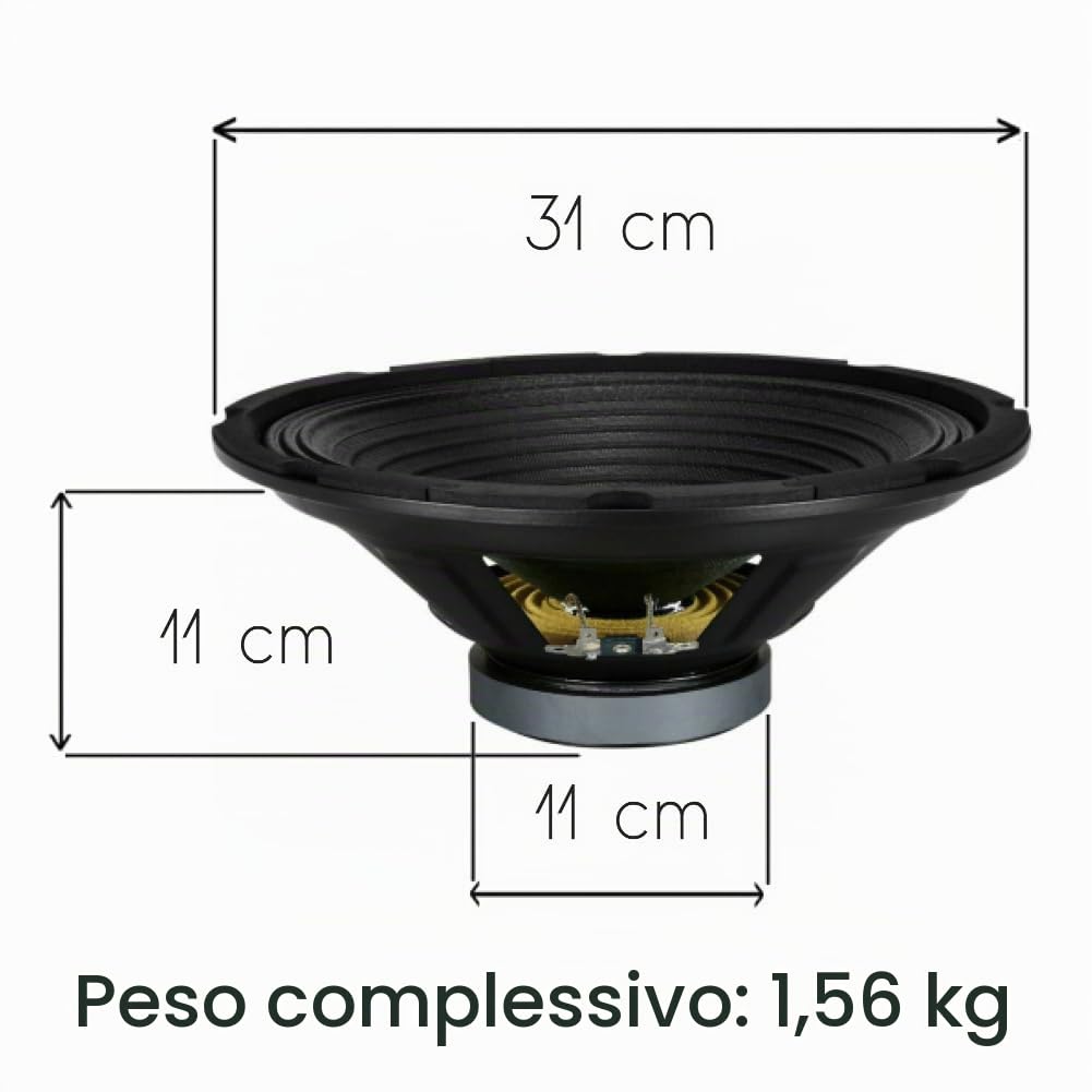 KIT SET PER PYRAMID WH12 1 woofer altoparlante diffusore 30,00 cm 300 mm 12", 250 watt rms 500 watt max, impedenza 8 ohm, casa, feste, disco, party, karaoke, 1 pezzo