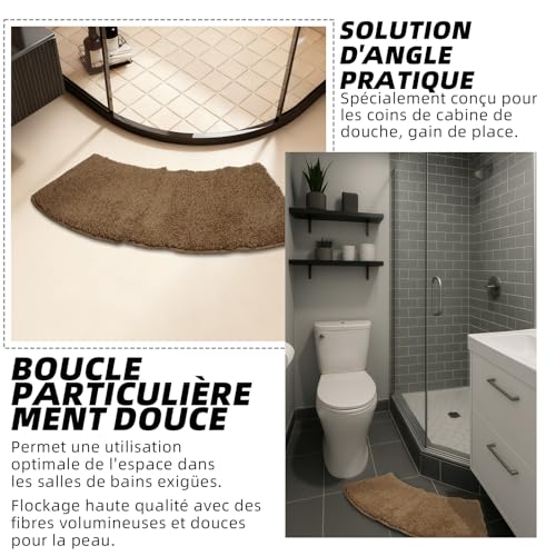 Tapis de douche d'angle lavable pour sécuriser les sols glissants