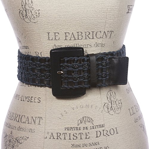 beltiscool Women's 2 3/8" or 60 mm Wide High Waist Braided Woven Full Grain Leather Belt2