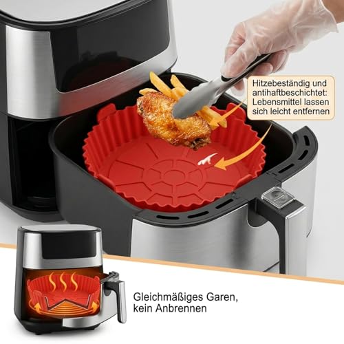 GisWell Lot de 6 moules en silicone pour friteuse à air chaud, panier rond en silicone pour friteuse à air chaud, réutilisables, pour four et micro-ondes – vue 6