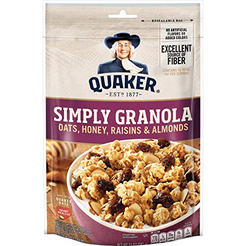 Quaker Simply Granola, Oats, Honey, Raisins & Almonds, (12 oz each) 6 Bags