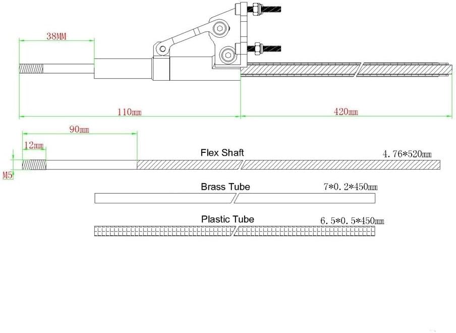 4.76mm Adjustable Angle Drive Shaft System, Complete Shaft Bracket Set for 600-1000mm RC Boats