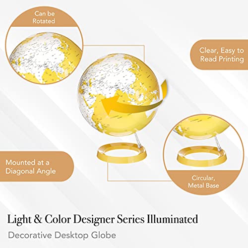 Waypoint Geographic Light & Color Globe, 12" Illuminated Designer Series, Elegant, Minimalist Decorative Globe for Home and Office Decor, Yellow by Waypoint Geographic - Used condition - Image 2