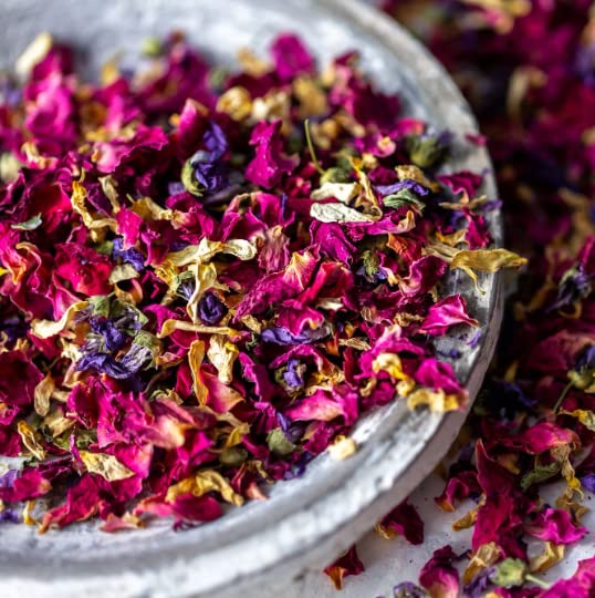 Edible Red Rose, White Daisy and Purple Mallow Dried Flower Petal Mix - 50g - Food Grade - Culinary - Cake - Bake - Decoration (413)