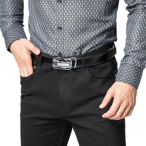 Image of DOOPAI Men's Ratchet Leather Belt Set - 2 Pack Sliding Belt Adjustable For Gift Mens Dress Casual 1 3 /8 inch,Cut for Fit