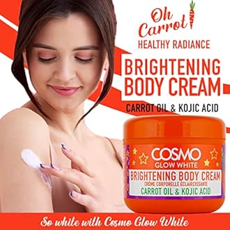 Cosmo Glow White Brightening Body Cream 300g | Combines the Goodness of Carrot Oil, Kojic Acid & Vitamin E | Nourish & Revitalize | For Men and Women | Red