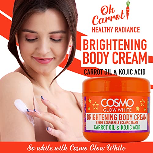 Cosmo Glow White Brightening Body Cream 300g | Combines the Goodness of Carrot Oil, Kojic Acid & Vitamin E | Nourish & Revitalize | For Men and Women | Red