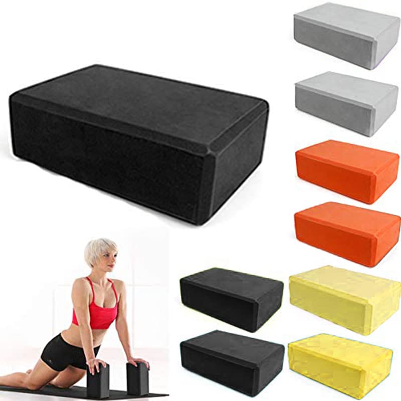 Yoga Blocks Set of 2, Non-Slip High Density EVA Foam Pilates Brick for Stability, Balance & Deep Stretching, Lightweight Yoga Accessories for Home Exercise, Meditation & Flexibility (Black)