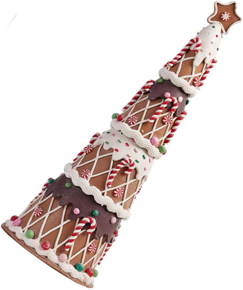 BESTOYARD Gingerbread Christmas Candy Cone Tree, Christmas Gingerbread House Decoration Candy Tree Christmas Tree Figurines Xmas Holiday Table Ornaments 39cm