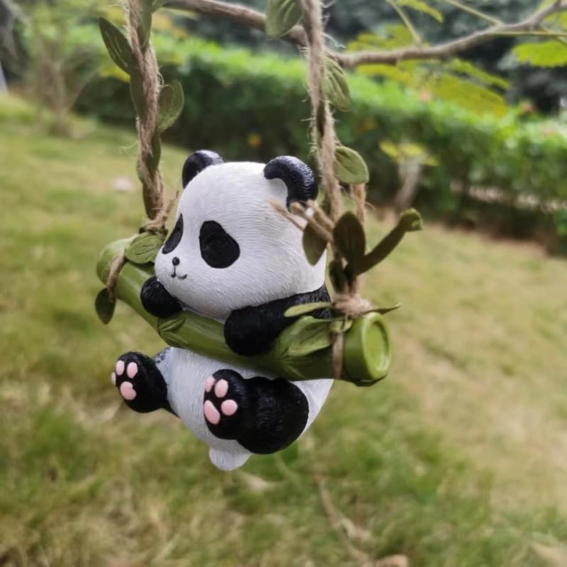 Image of The Decorshed Cute Panda Swing Hanging Dcor - Pack of 1 | Adorable Panda Showpiece for Car Dashboard, Home Wall, Kids Room, Garden & Office Decoration | Gifting Item