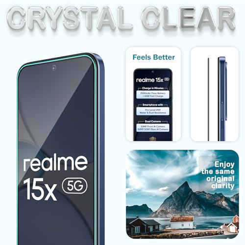 Image of ArmourPro Tempered Glass for Realme 15X - 9H Anti Scratch Screen Protector, Edge to Edge Coverage, HD Clarity, Smooth Touch, Case Friendly | Black, Pack of 2