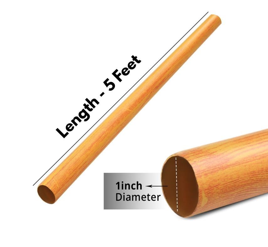 Image of FAPBADRI Curtain Rod /Pipe Heavy Quality Mild Steel for Home /office door, window, shower, 1 inch diameter (25mm), Color - Pine Wood, Length - 60 inches (5 feet), 1 Pipe