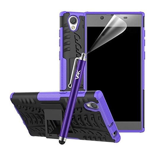 VA SONY Xperia L1 skal hybrid robust rustning stötsäker ställ baksida skyddande fodral för Experia L1 (lila)