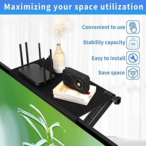 13-Inch Wide Platform Adjustable TV Top Shelf, Screen Top Shelf Mount, Monitor Top of TV Shelf for TV Cable Box, Streaming Devices, Router and Home Decor TV Top Storage Bracket