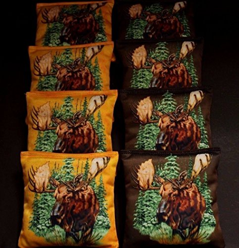 BackYardGamesUSA Moose Yellow & Brown Set of 8 Regulation Cornhole Bean Bags B290