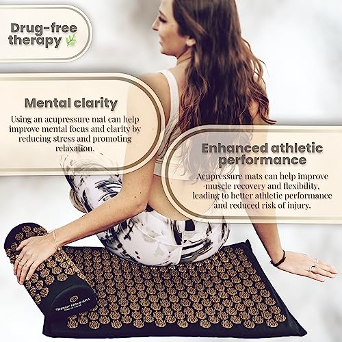 Trendy Home Spa Acupressure Mat - Great Father's Day Gift Acupuncture Mat Helping With Back Pain, Blood Circulation & Stress Relief! 27 X 17Inch Acupressure Mat And Pillow Set With And Travel Bag #TOP2