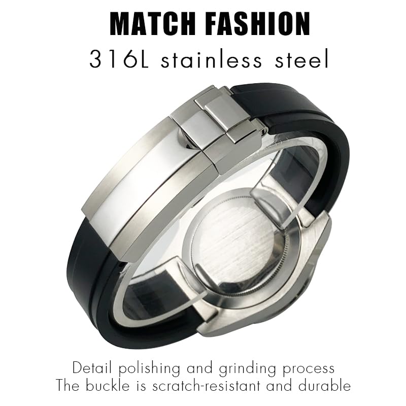 Bracelet montre Oysterflex en caoutchouc premium finition mate - 4