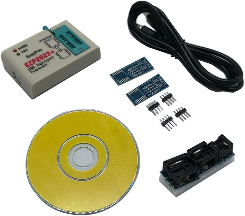 EZP2023 High Speed Programmer SPI Automatic Identification Chip FLASH Programmer IC eprom Programmer with Adapter USB 2.0 Interface 12Mbps(EZP2023 5 Adapter)