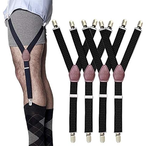 STAY GENT 2 Pairs Y-Style Shirt Stays Dress Shirt Garters with Non-Slip Locking Clamps and Adjustable Straps, Black, free cutting to fit your length Cover