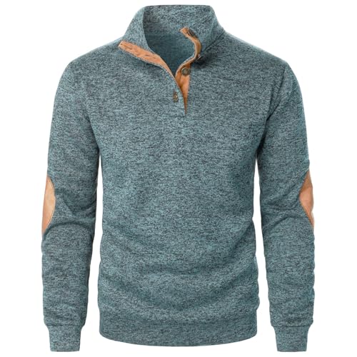 Thatrich Knit Polo Shirt Men Long Sleeve Pullover Sweatshirt Quarter Button Down Stand Collar Athletic Sweatshirt for Jogging2