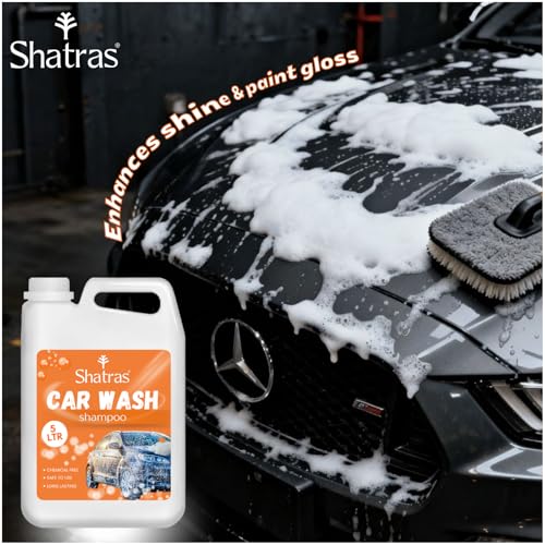 Image of Shatras Car Wash Shampoo - High Foam Car Cleaning Liquid | pH Neutral Formula | Scratch-Free Wash | Deep Cleaning & Extra Shine | Suitable for All Vehicles - 5L (ORANGE)