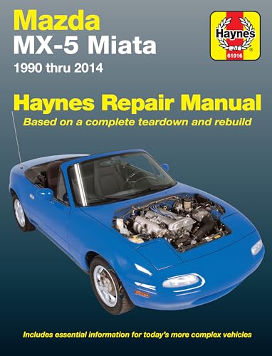 Mazda MX-5 Miata (90-14) Haynes Repair Manual (Does not include information specific to turbocharged models. Includes thorough vehicle coverage apart from the specific exclusion noted)