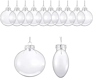 10Pcs Clear Plastic Fillable Baubles, Clear Flat Disc Fillable Balls, Fillable Craft Shatterproof Christmas Tree Ball Ornaments for Craft Activities, Party Decoration, Weddings Decor (10)