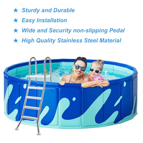 Escalera para piscina sobre suelo 4 peldaños acero inoxidable miniatura 5