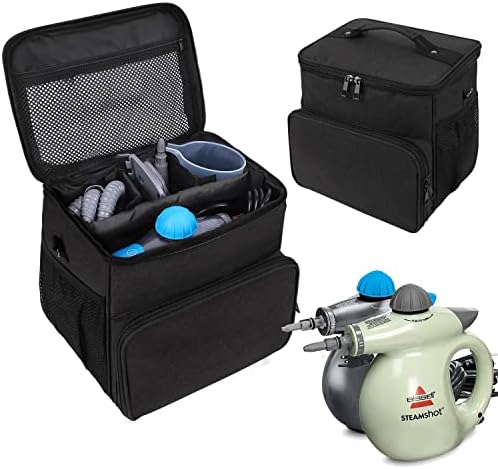 Storage bag Compatible with Bissell SteamShot Hard Surface Steam Cleaner 39N7V/39N7A,Adjustable Compartments Steam Cleaner Storage Bag,Carrying Case with Extra Pockets for Accessories(Bag Only!)
