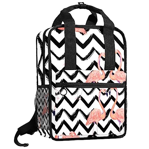 Cartable pour filles et garçons avec sac à dos rayé flamant rose