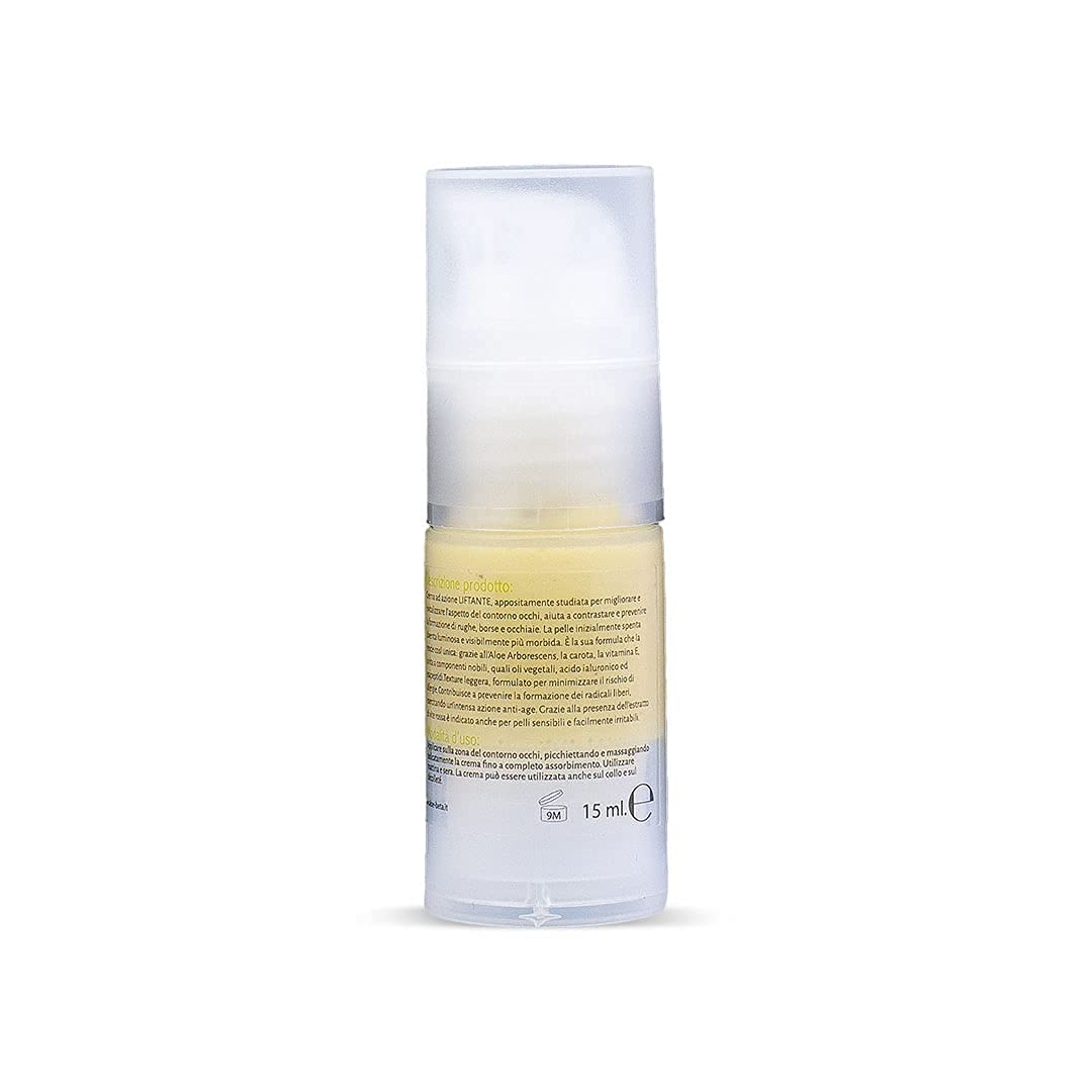 Crema Contorno Occhi BIO con Aloe Arborescens - ANTIRUGHE BORSE e OCCHIAIE - Vitamine E, Oli Vegetali e Acido Ialuronico - 15ml (Quantità 2 Unità)