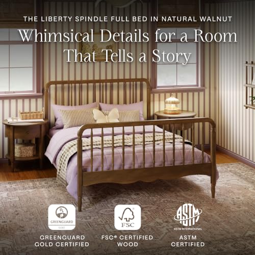 Image of Namesake Liberty Spindle Full Bed in Natural Walnut | Vintage Spindle Bed for Boys & Girls Bedroom, Solid Wood, Greenguard Gold & FSC Certified, No Box Spring Needed