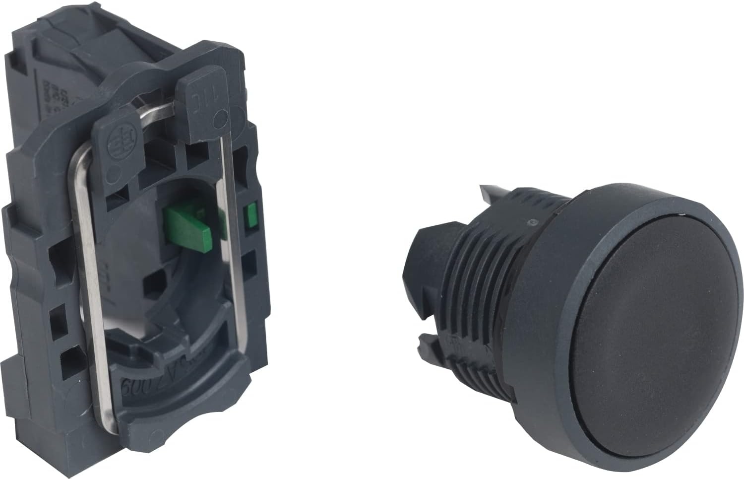 Schneider Electric XB5AA21 Push Button Switch for Industrial Machinery, Plastic Bezel, Fits 22mm Diameter Cutouts, Spring Return, 1NO, Black Flush