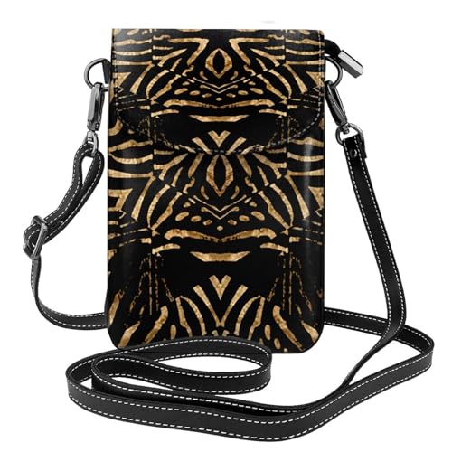 Porte-téléphones pour femmes avec emplacements cartes et motif zèbre noir et doré