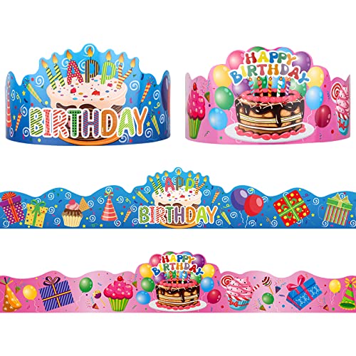 Waenerec 30 Pieces Birthday Crowns For Classroom Adjustable Cute Happy Birthday Hats Colorful Paper Birthday Crown For Kids Family School Teachers Students Party Supplies #TOP22