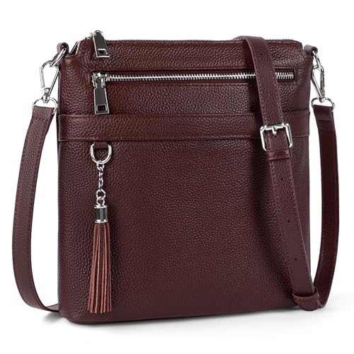 befen Genuine Leather Crossbody Purses for Women, Womens Medium Cross Body Bags Handbag Shoulder Purse with Adjustable Straps