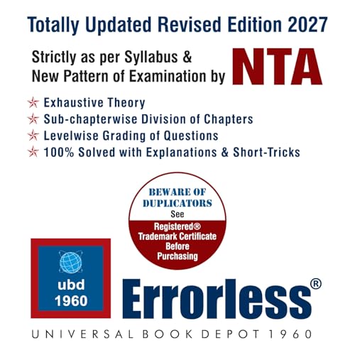 Image of UBD1960 Errorless Mathematics for IIT-JEE (MAIN & ADVANCED) as per NTA (Paperback+Smart E-book)Updated New Edition 2027 (2 volumes) Original Errorless Self Scorer Book with Trademark Certificate
