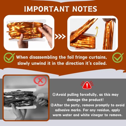 Image of Matte Orange Foil Fringe Curtains Backdrop Party Decorations 4 PCS