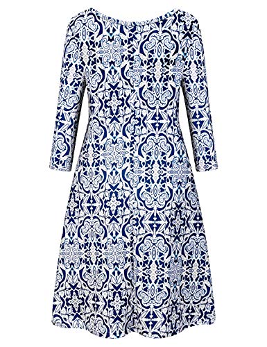 Image of Tanst Sky Womens Casual Round Neck Plus Size Floral Tunic Shirt Dress with Pockets
