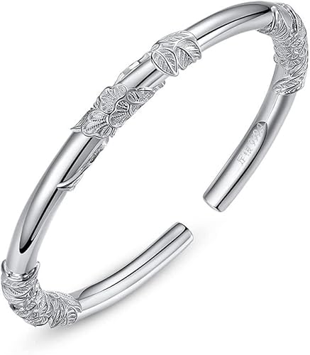 RANARA Bracelets en Argent, Bracelets en chaîne, Bracelets en Argent Massif 925 for Femme, Bracelet en Argent for Femme créatif Fleur Creuse Charmant Bracelet d'amitié en Argent