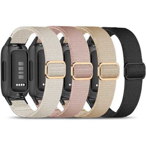 Oanux 4 Pack Elastic Nylon Compatible with Fitbit Inspire 3 Band/Fitbit Inspire 2 Band, Adjustable...