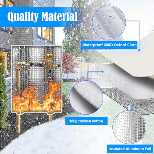 Opening Backflow Preventer Pipe Insulation Cover,Irrigation Sprinkler Valve Cover,Water Well Pump Cover,Sturdy 5-Layers Hydrant Cover for Winter Freeze Protection by Joramoy - Image 4