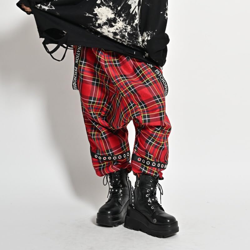 サイコネーション] セール ロゴストラップ タータンチェックサルエル