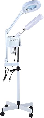 Miniatura 1 de Vaporizador facial, Spa de belleza multifunción 3in1UV ozono facial vaporizador luz fría LED 5x lupa lámpara de pie para el cuidado de la piel limpia