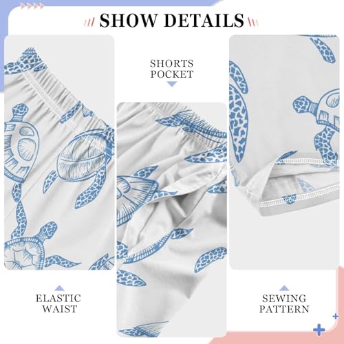 Boys' Pants Blue Sea Turtle Ocean White Long Bottoms Jogger Pants Elastic Waist Trousers with Pockets S-XL4